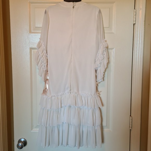 Imported Turkish Party21 Silk Ruffle Knee Length Dress w/Multi Shimmer Sequin 6 - Picture 8 of 17